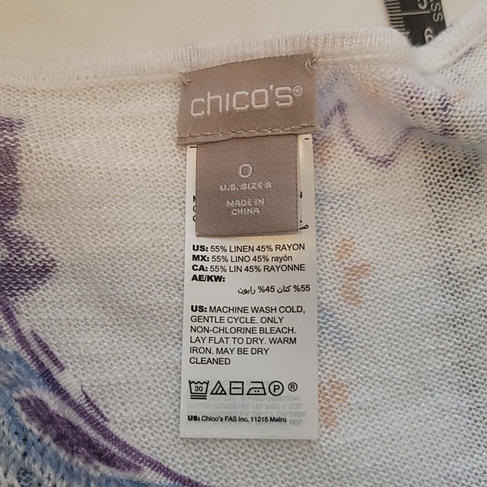 Chico's floral short sleeve sweater size 0(xs) - Picture 9 of 10